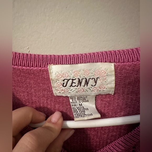 Jenny Vintage Cardigan M Womens Pink Knit Cottagecore Sweater Y2K Grandma VTG - Picture 3 of 10